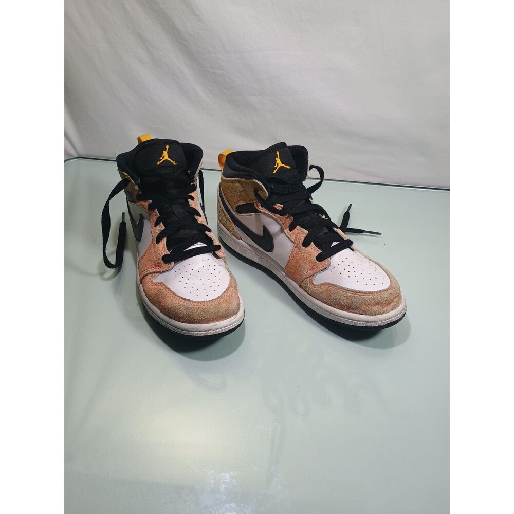 Nike Air Jordan 1 Mid Retro OG Black White Peach Yellow Shoes Size 3Y DX4365-800